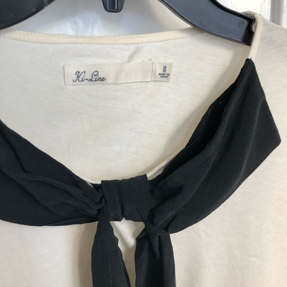 Anthropologie cream tee with silk bow - s - Picture 3 of 7